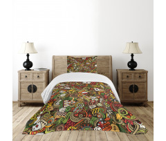 Doodle Style Art Bingo Bedspread Set