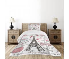 Paris Letter Heart Bedspread Set