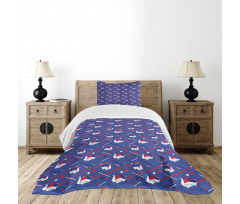 Origami Swans Seigaiha Waves Bedspread Set