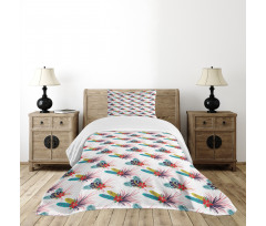 Tropical Leaves Wild Flower Bedspread Set