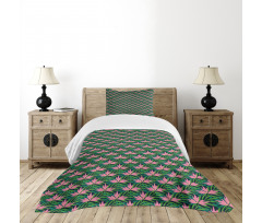 Tropical Monstera Flowers Bedspread Set