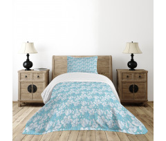 Delicate Flowers and Buds Bedspread Set