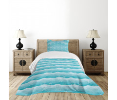 Fishes on Ombre Sea Waves Bedspread Set