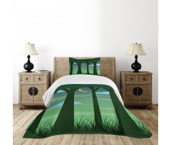 Dreamy Forest at Night Bedspread Set