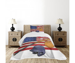 USA Flag and Baseball Bedspread Set