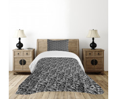 Monochrome Peonies Bedspread Set