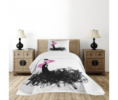 Woman with Gown and Boa Bedspread Set