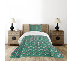 Parrot and Monstera Leaves Bedspread Set