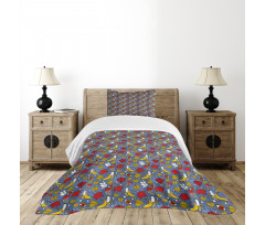 Leaf Banana Eye and Avian Bedspread Set