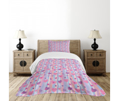 Hearts Stripes Wedding Bedspread Set