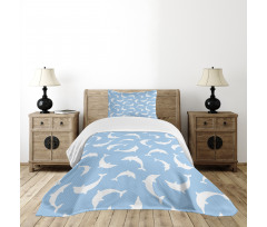 Pattern with Dolphins Bedspread Set