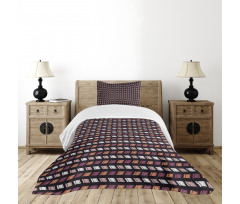 Colorful Hatched Squares Art Bedspread Set