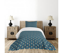 Abstract Flowers Leaves Dots Bedspread Set