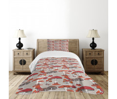 Jungle Fall Mushrooms Bedspread Set