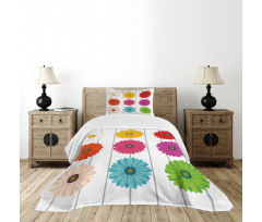 Vivid Petals on Stripe Bedspread Set