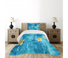 Frangipani Flower Aqua Bedspread Set