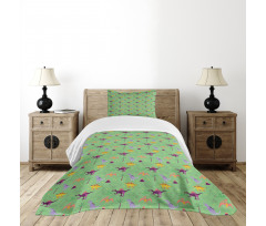 Sketch and Cartoon Dinosaur Bedspread Set