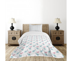 Elephants and Heart Bedspread Set