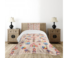 Watercolor Circus Art Bedspread Set