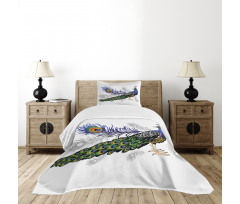 Wild Peacock Feather Bedspread Set