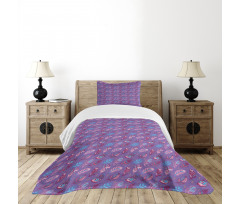 Ornate Feathers Polka Dots Bedspread Set