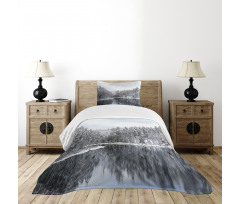 Trees in Cold Day Lake Bedspread Set