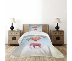 Pink Elephant in Sky Bedspread Set