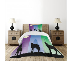 Wolf at Night Howling Bedspread Set