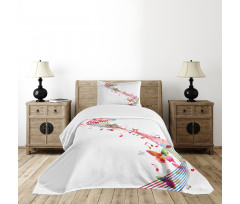 Colorful Notes Butterfly Bedspread Set