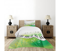 Piano Keys Green Curvy Bedspread Set