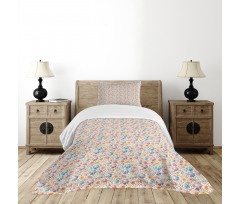 Zigzag Lines Flowers Art Bedspread Set