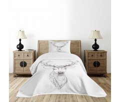 Sketch of Deer Head Bedspread Set