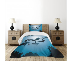 Mermaid and Dolphins Bedspread Set
