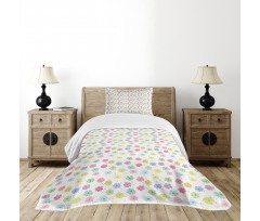 Colorful Paint Blots Flowers Bedspread Set