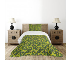 Hawaiian Flowers and Leaves Bedspread Set