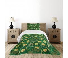 Retro Style Leaves Fruits Bedspread Set