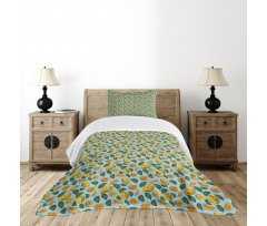 Sour Fruit and Leaves Pattern Bedspread Set