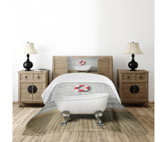 Grunge Wall Sailor Bath Bedspread Set