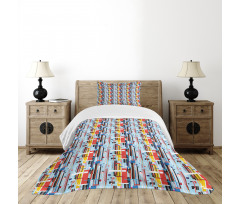 Colorful Digital Stripes Bedspread Set