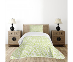 Green Leaves Branches Bedspread Set