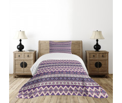 Purple Art Tribal Triangles Bedspread Set