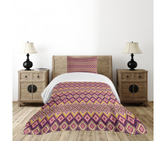 Native Pattern Rhombus Like Bedspread Set