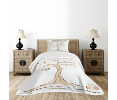 Apple Flying Birds Art Bedspread Set