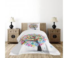 Blooming Flowers Heart Bedspread Set