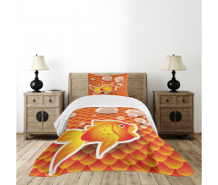 Cartoon Goldfish Bubble Bedspread Set