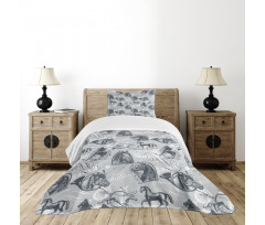 Horse Royal Animal Retro Bedspread Set
