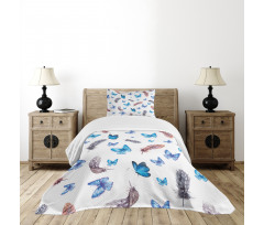 Feathers and Butterfly Bedspread Set