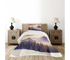 Winter Evening Mountain Bedspread Set