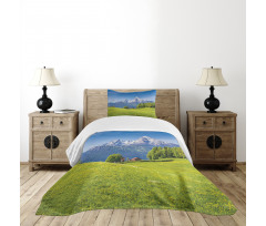 Alps with Meadow Flora Bedspread Set