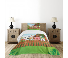 Farm Animals Mascots Bedspread Set